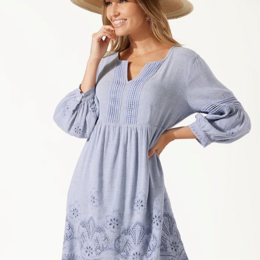 Tommy Bahama Blue Embroidered Swim Coverup